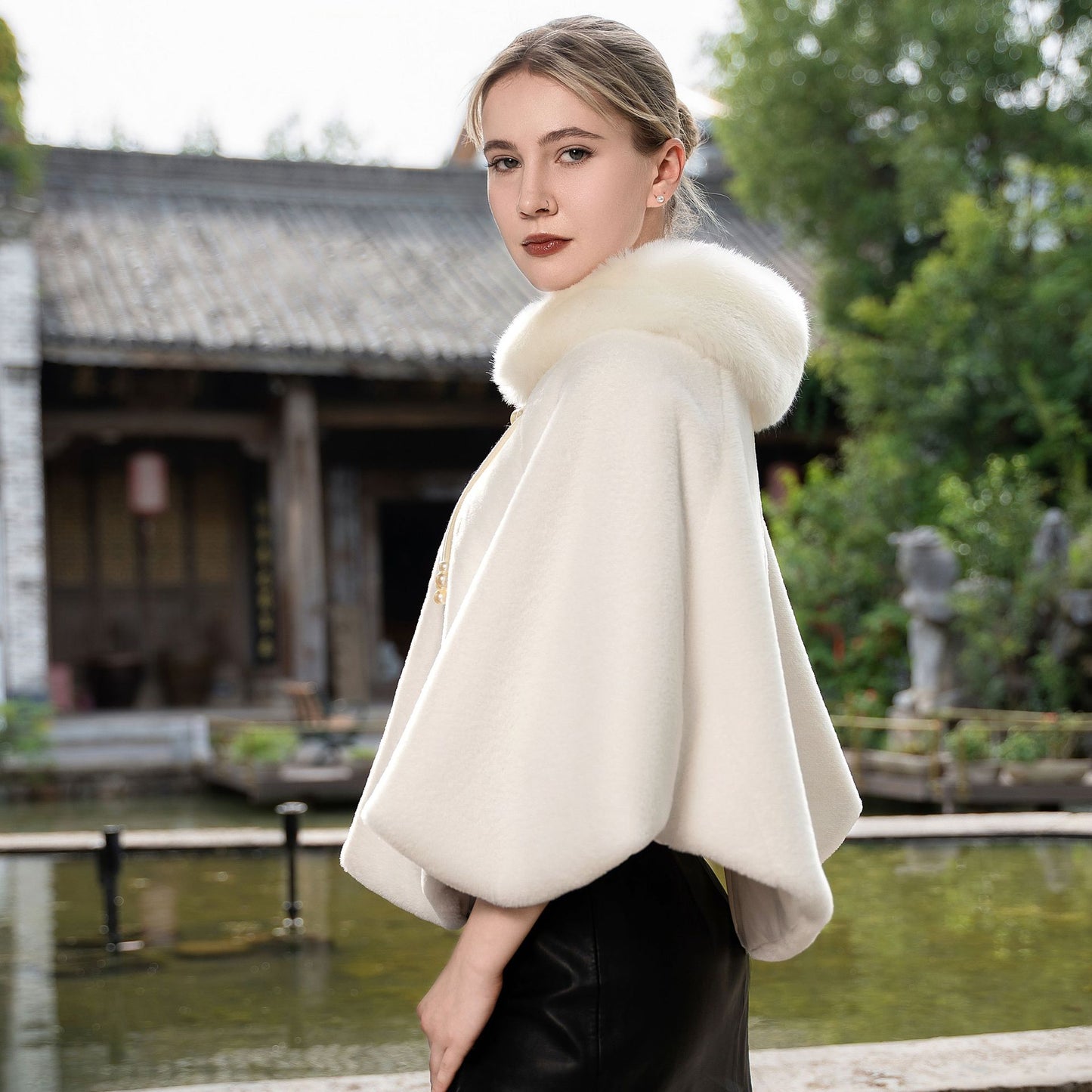 New Plus Size Cloak Knitted Plus Fluff Thickened Fur Shawl