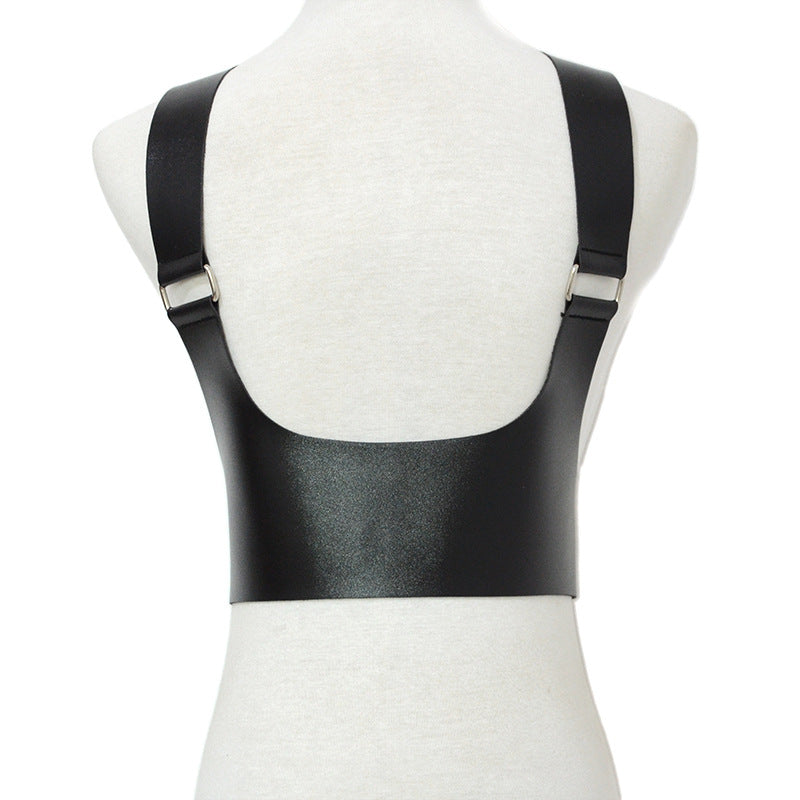 Strap faux leather black belt