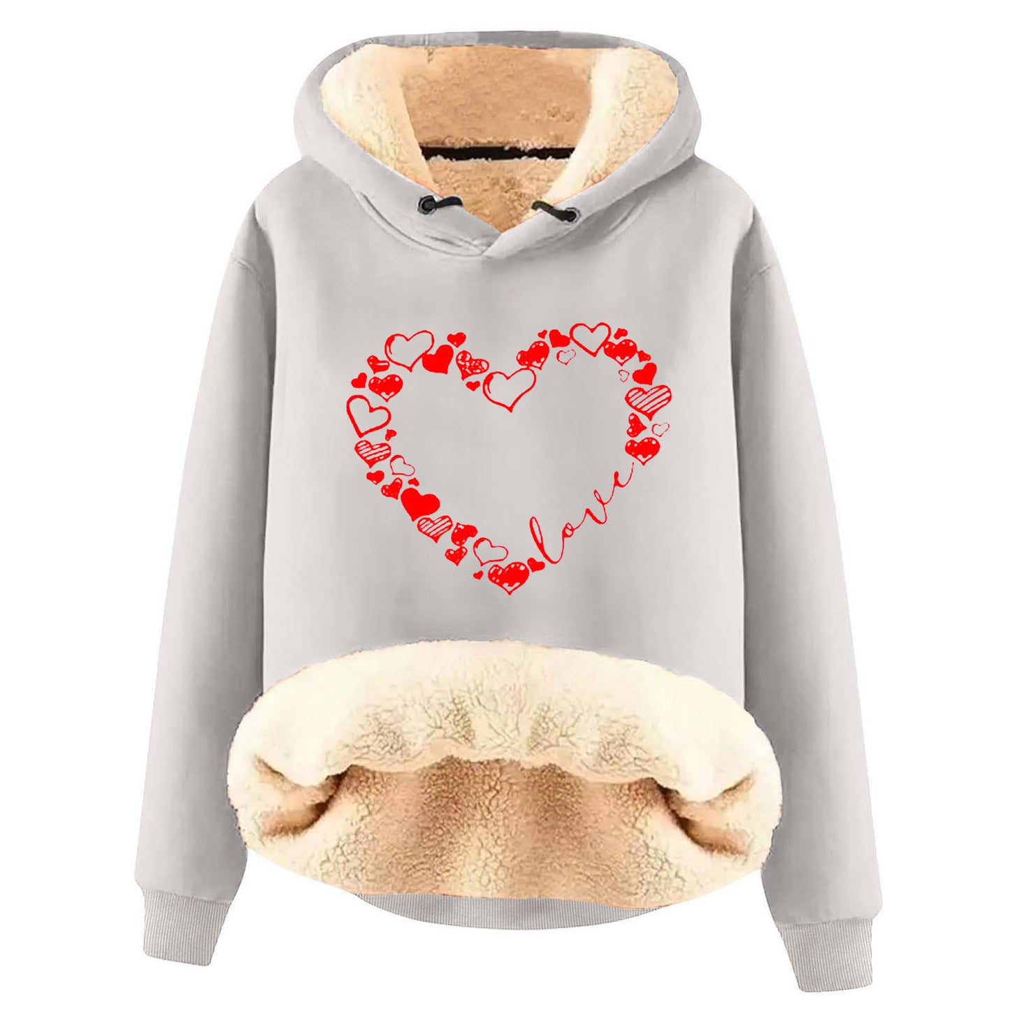 European And American Hooded Sweater Fleece Lined Padded Warm Keeping Loose Hooded Pullover