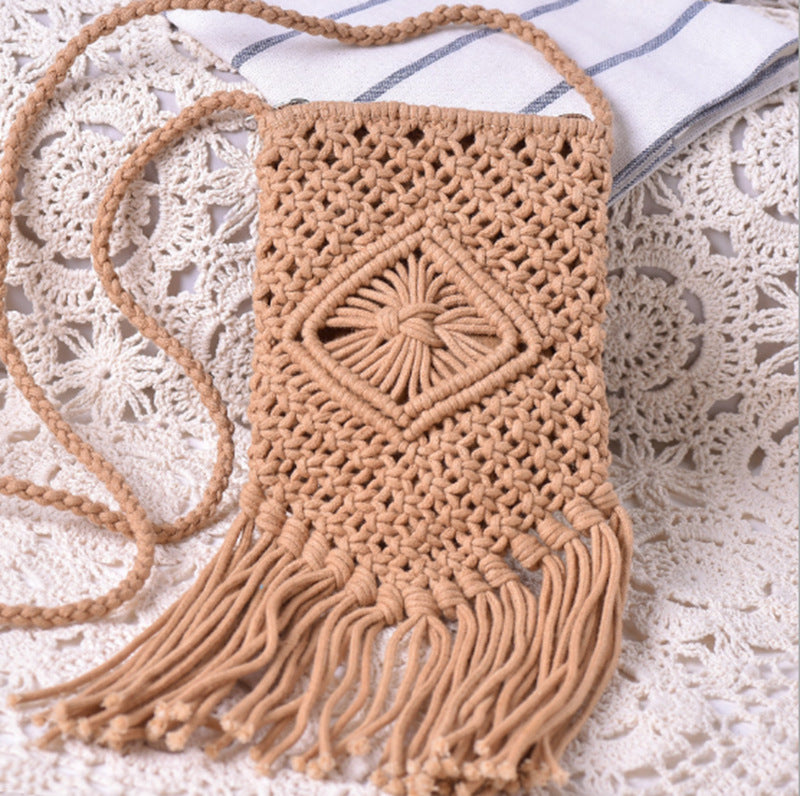 Mori Girl Crossbody Hand-woven Cotton Tassel Bag