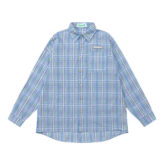 Plaid Long-sleeved Shirt Men's Autumn Street American Style