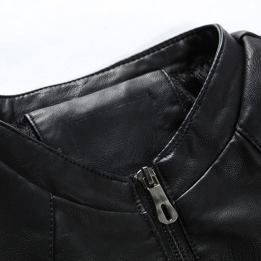 Men's leather jacket plus fleece