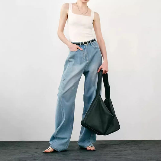 Sickle Wide Leg Thin Jeans Deconstructed Casual Loose Bananabukser