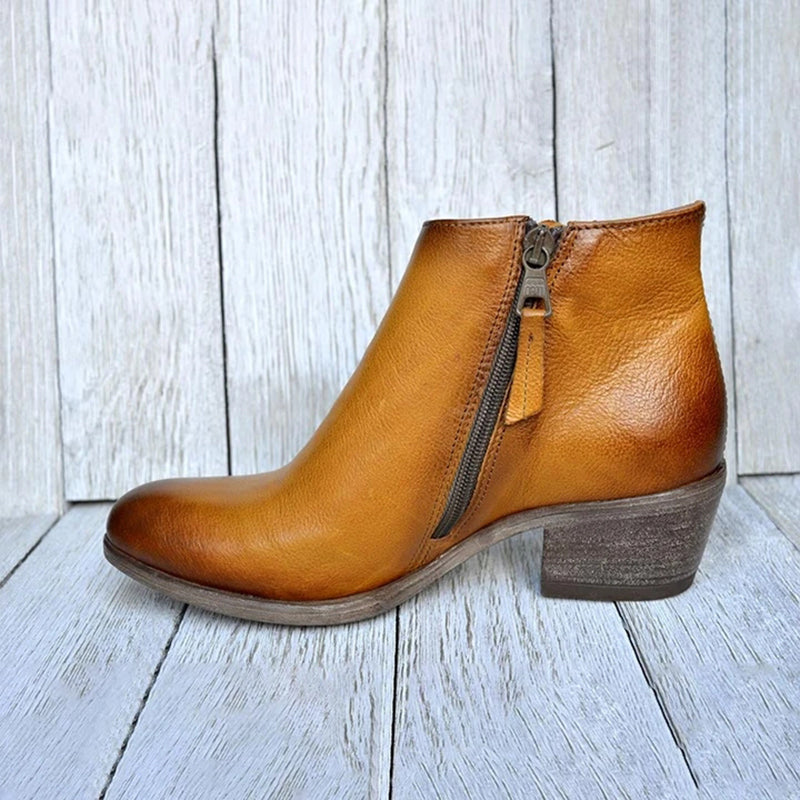 Pigskin Solid Color Mid Cut Martin Boots