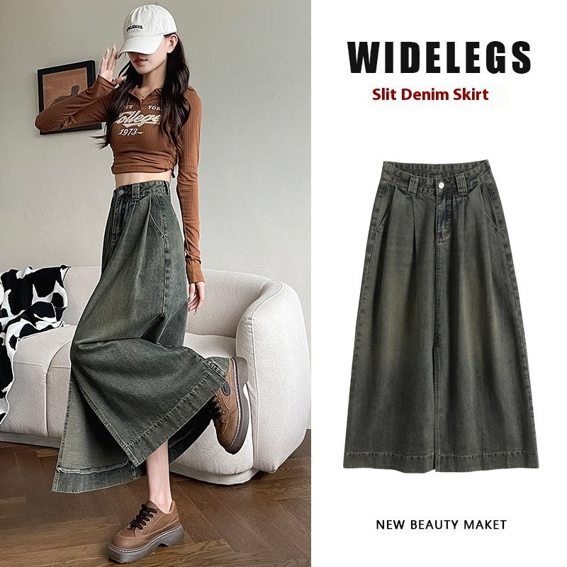 Women's High Waist Front Slit Skirt