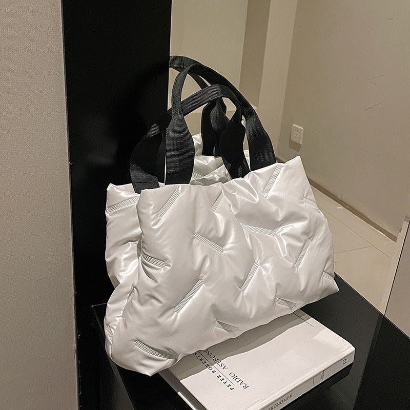 Simple Brightening Down Cotton Filled Tote Bag