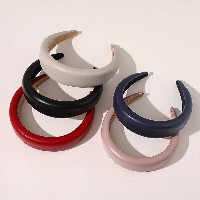 European And American Pu Leather Thickened Sponge Headband