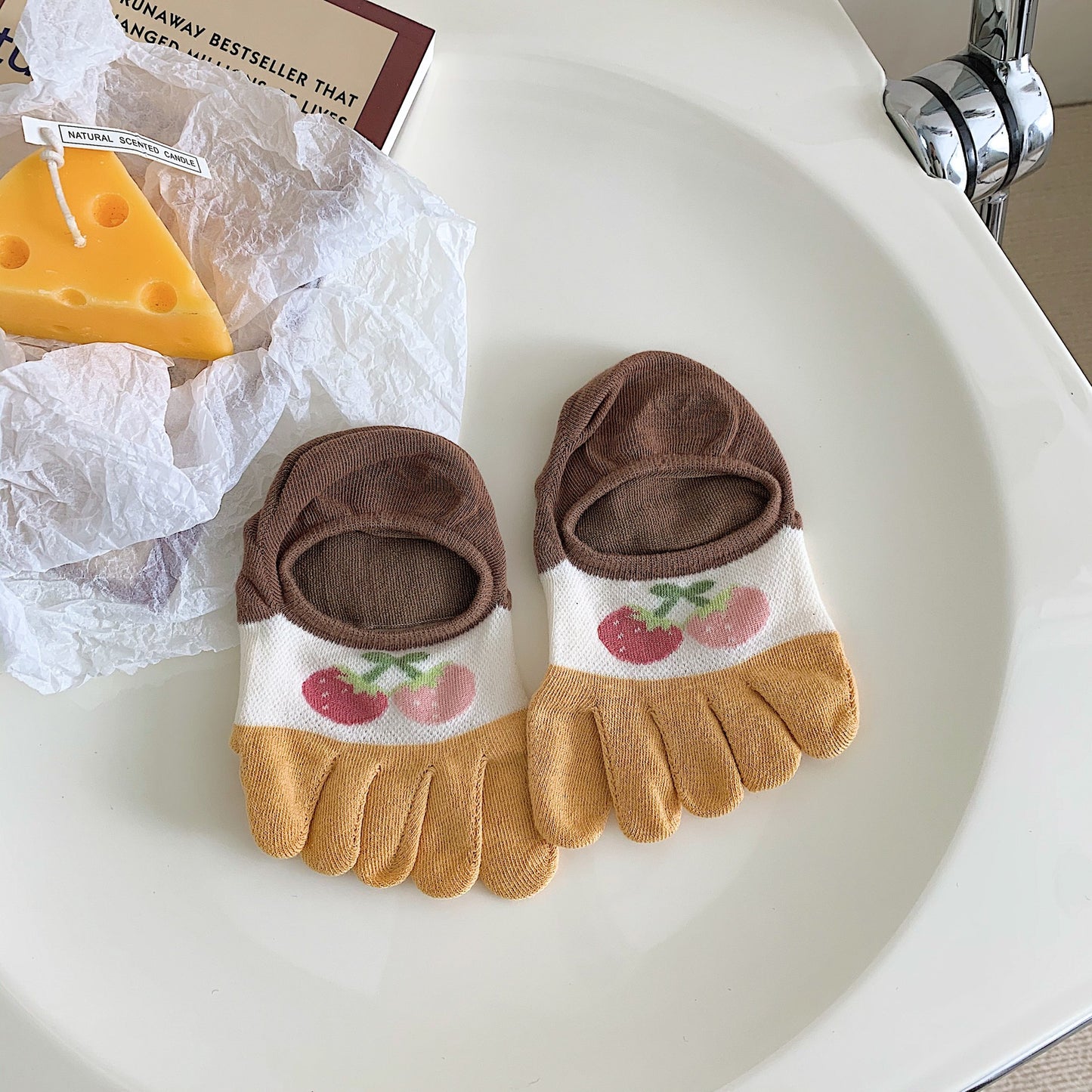 New Cute Cartoon Non-slip Breathable Five-toed Socks