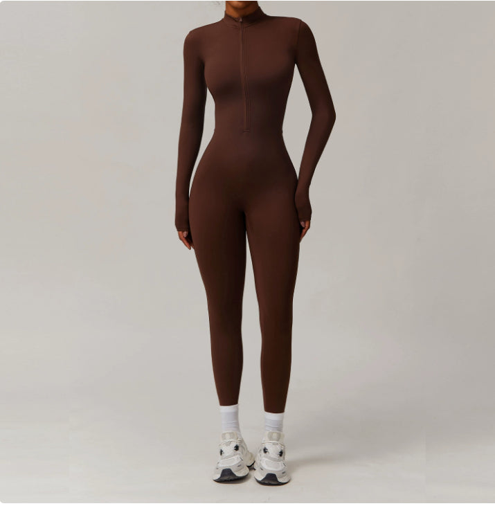 Winter Fleece-lined Yoga Jumpsuit Long Sleeve Warm