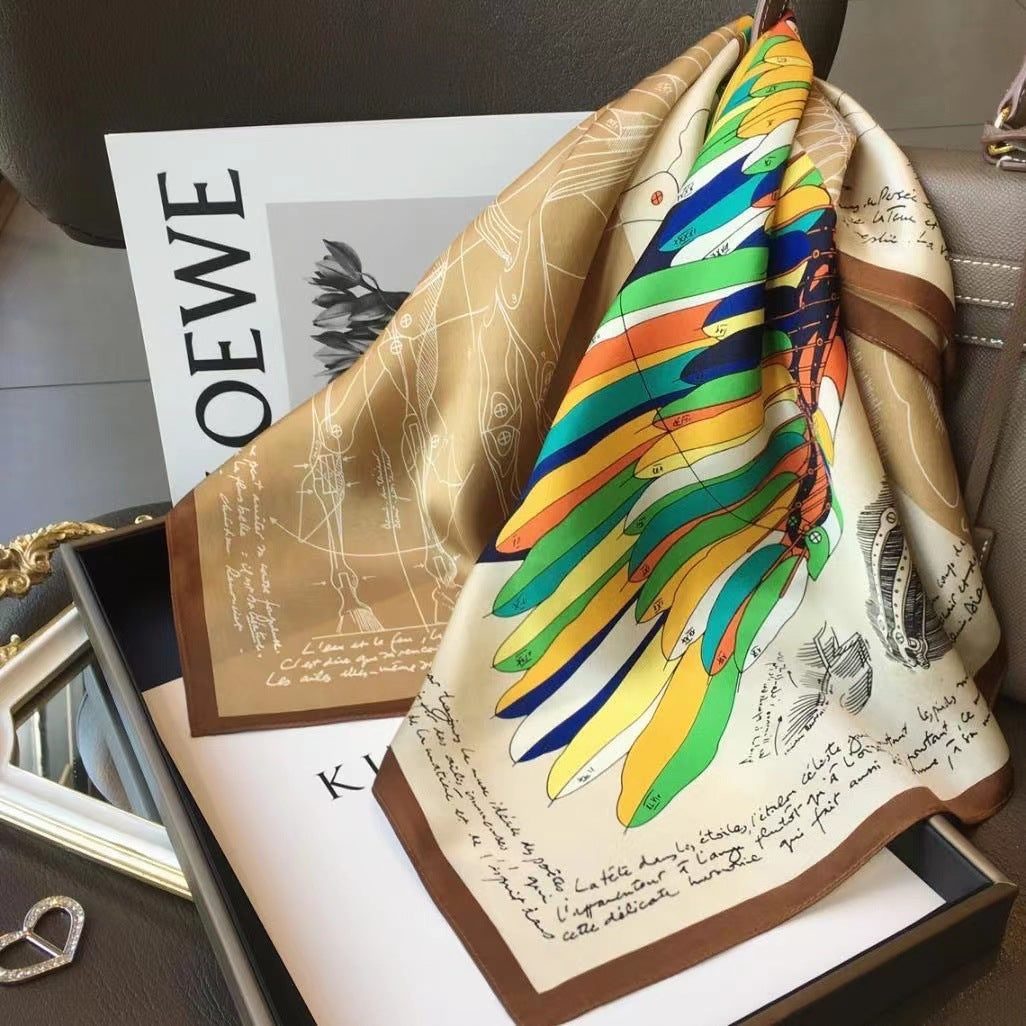 Womens Lightweight Spring Summer Silk Scarf Sun-protective Neck Gaiter And Hair Tie