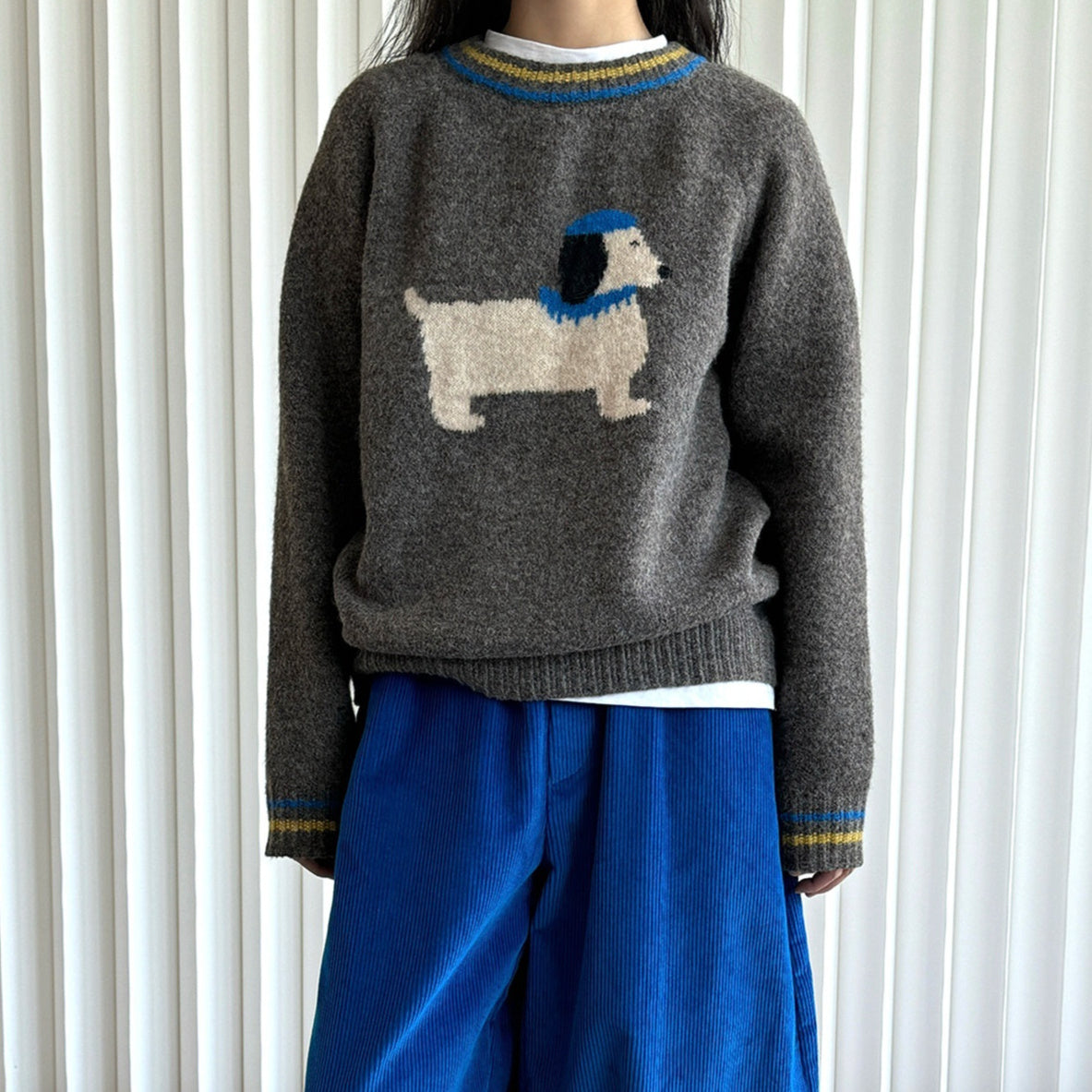 Younger Dog Pattern Wool Sweater