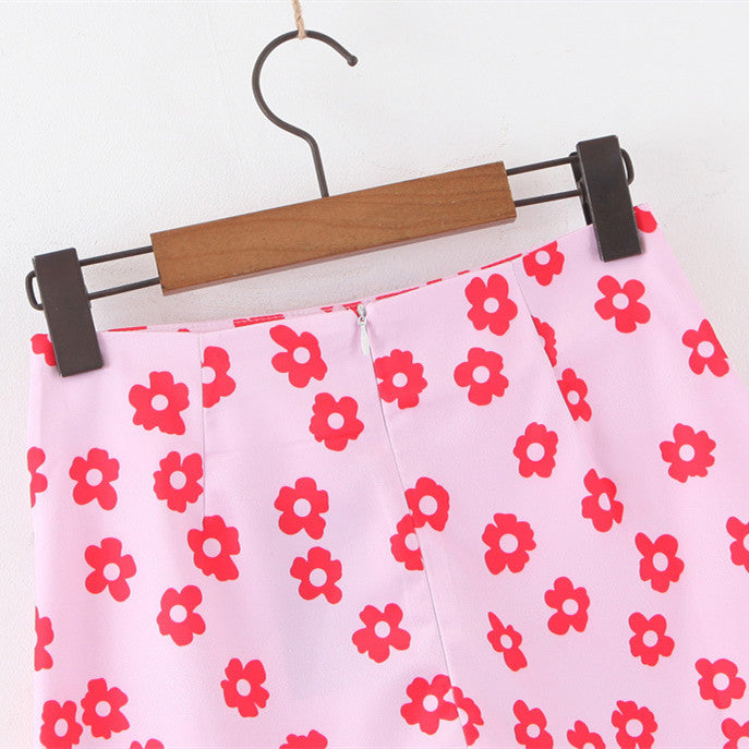 European And American Satin Flowered Skirt