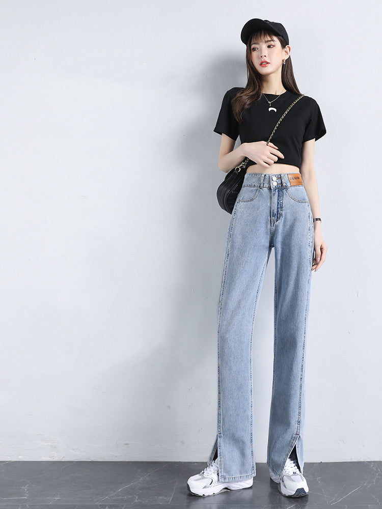 High-waist Summer Slim Straight-leg Loose Wide-leg Women's Jeans