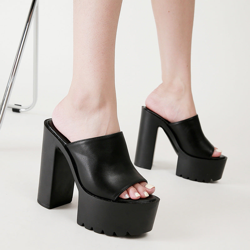 European And American Thick High-heel Platform Platform Slippers