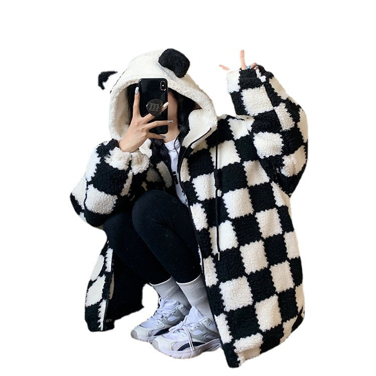 Design Zipper Hooded Blouse For Women Loose Coat