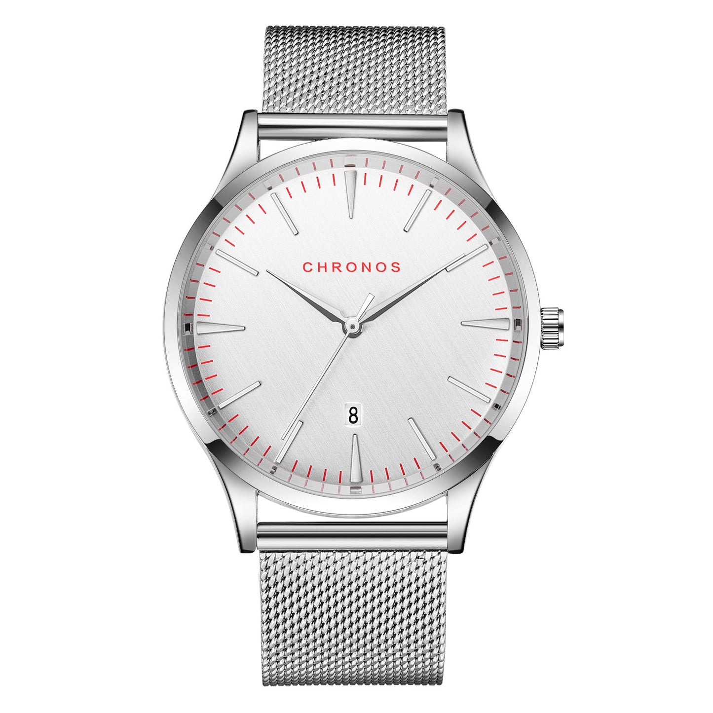 Men's Business Watch Vacuum Plating Stainless Steel Leather Strap Calendar Waterproof Watch