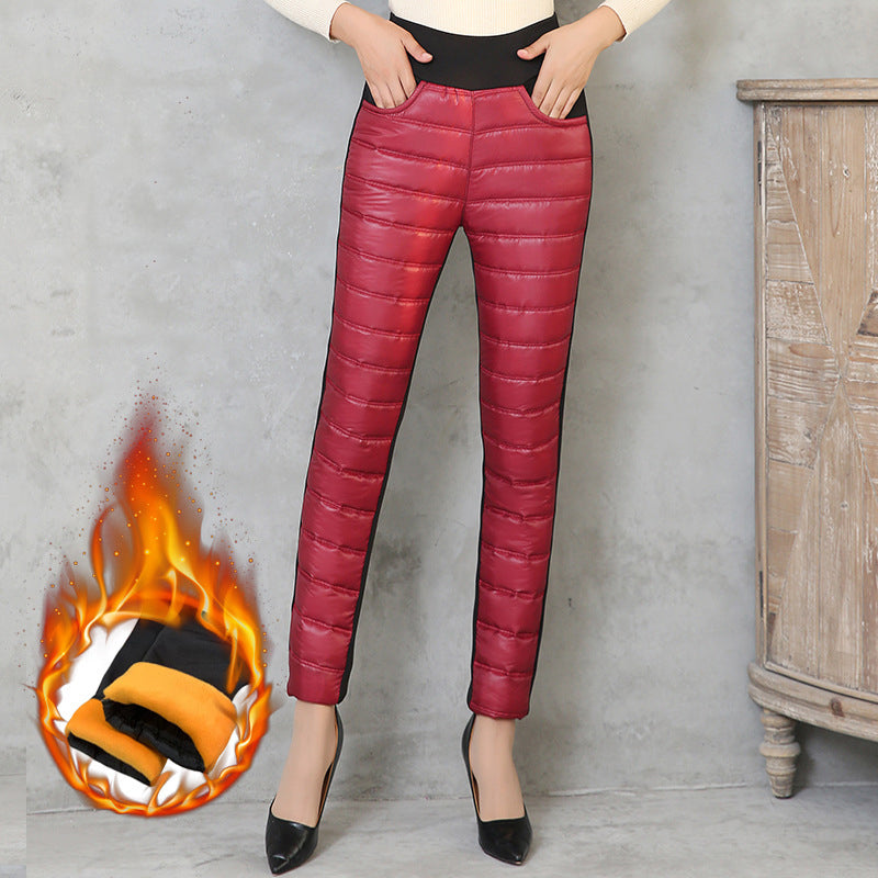Plush thick down cotton trousers