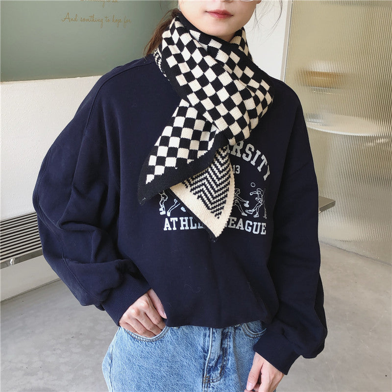 Fashionable Women's Checkerboard Plaid Warm Scarf