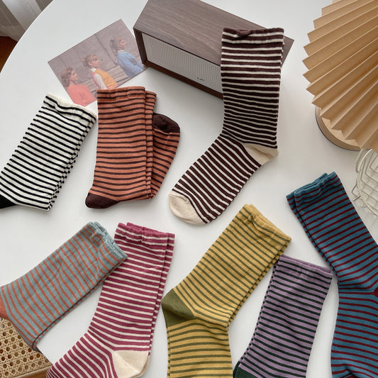 Vintage Stripe Women's Contrast Color Tube Socks