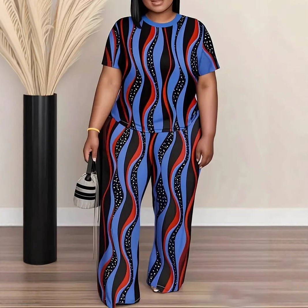 Womens Dynamic Ripple Blue And Orange Color-Block Set