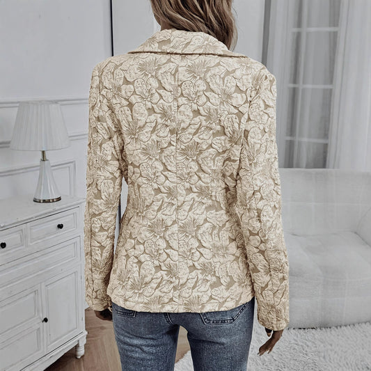 Women's Long-sleeved Single-button Lapel Fashion Casual Jacket With Lining