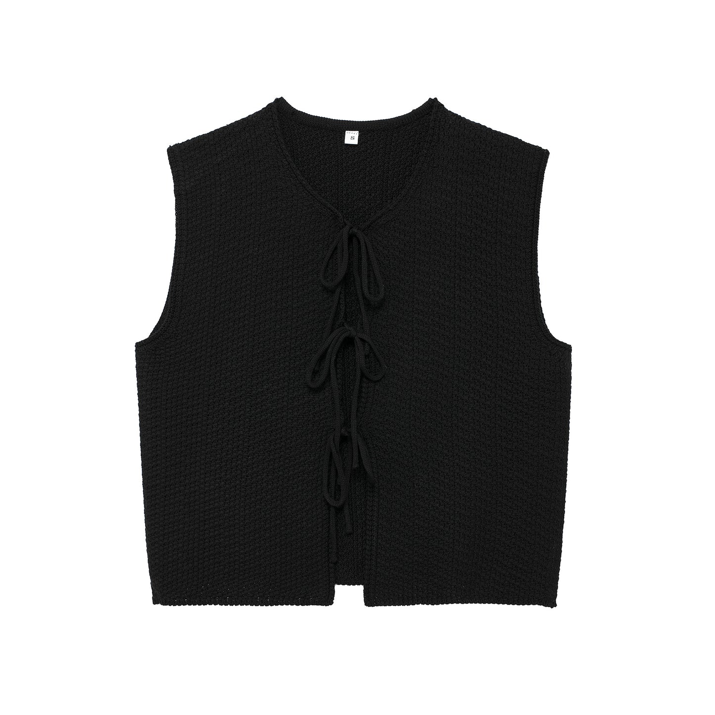 Bow Small V-neck Sleeveless Knitted Vest