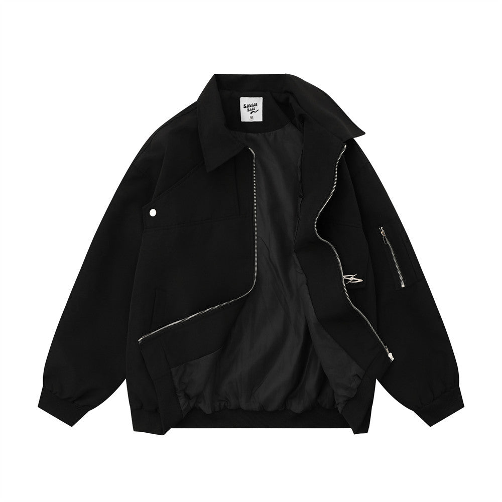 Men's Irregular Stitching Solid Color Baggy Coat