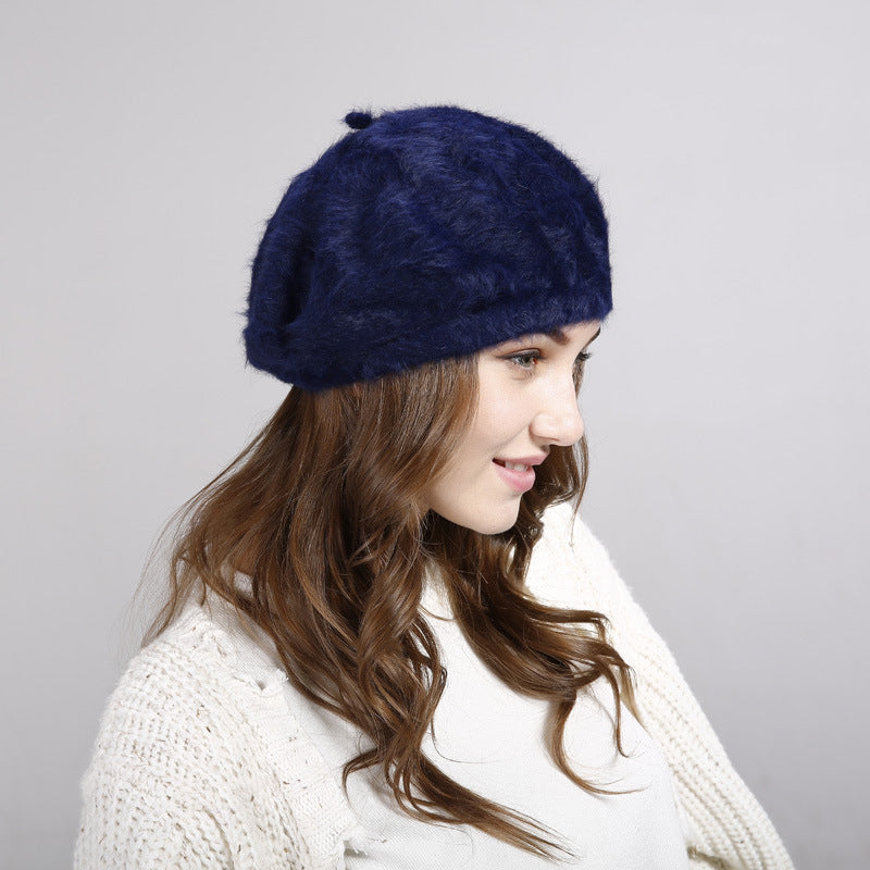 Women's Solid Color Wool Bud Sweater Painter Hat