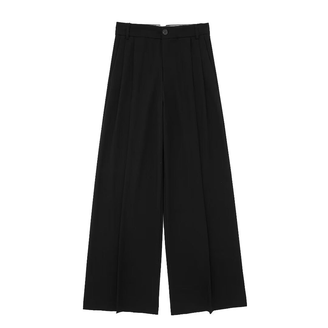 Solid Color Street Fashion Loose Casual Draping Wide-leg Pleated Trousers
