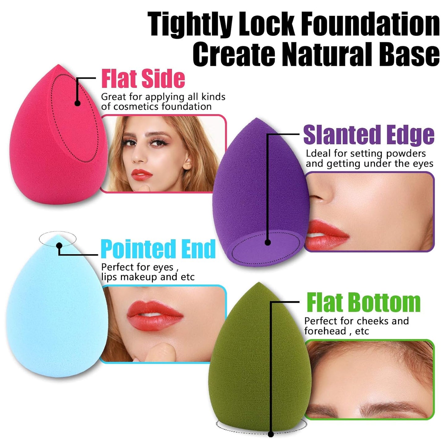 Makeup Sponge Blender Beauty Sponge Set 12Pcs and Beauty Foundation Sponge Blender Holder 1Pcs,Blending Sponges Cosmetic Puff Flawless for Cream, Liquid Foundation & Powder,Gift for Women