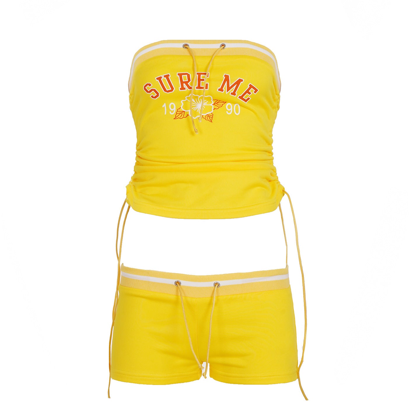 Low-waist Shorts With Tube Top Casual Set