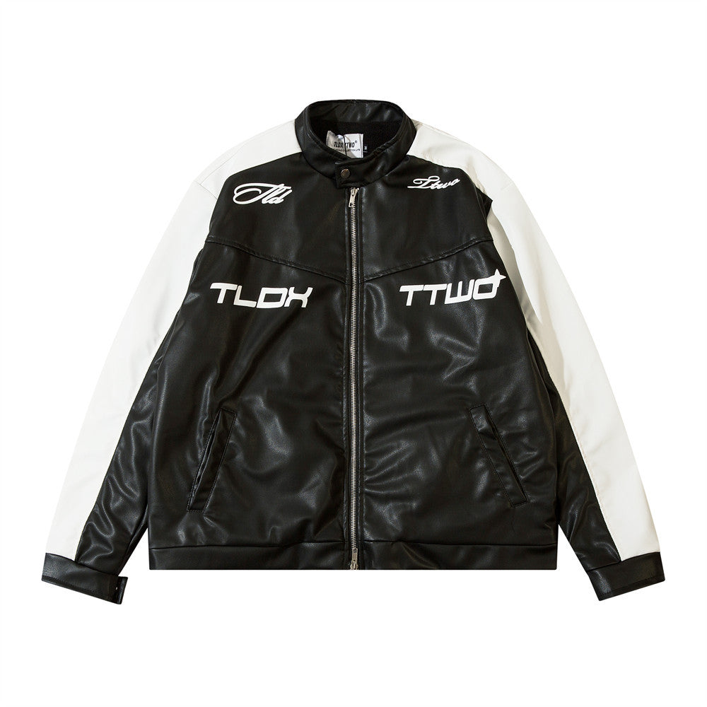 Men's Winter Loose Color Blocking Biker Racing Ins American Style Flight Suit