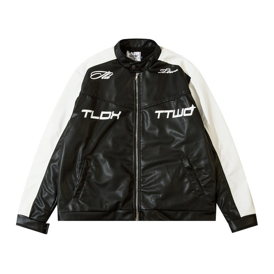 Men's Winter Loose Color Blocking Biker Racing Ins American Style Flight Suit