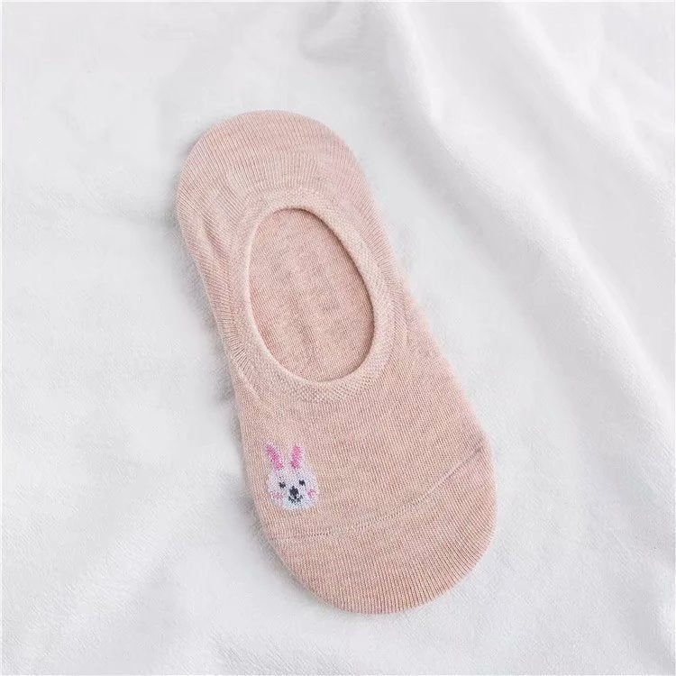Women's Spring Animal Cartoon Vegetable Invisible Boat Socks Silicone