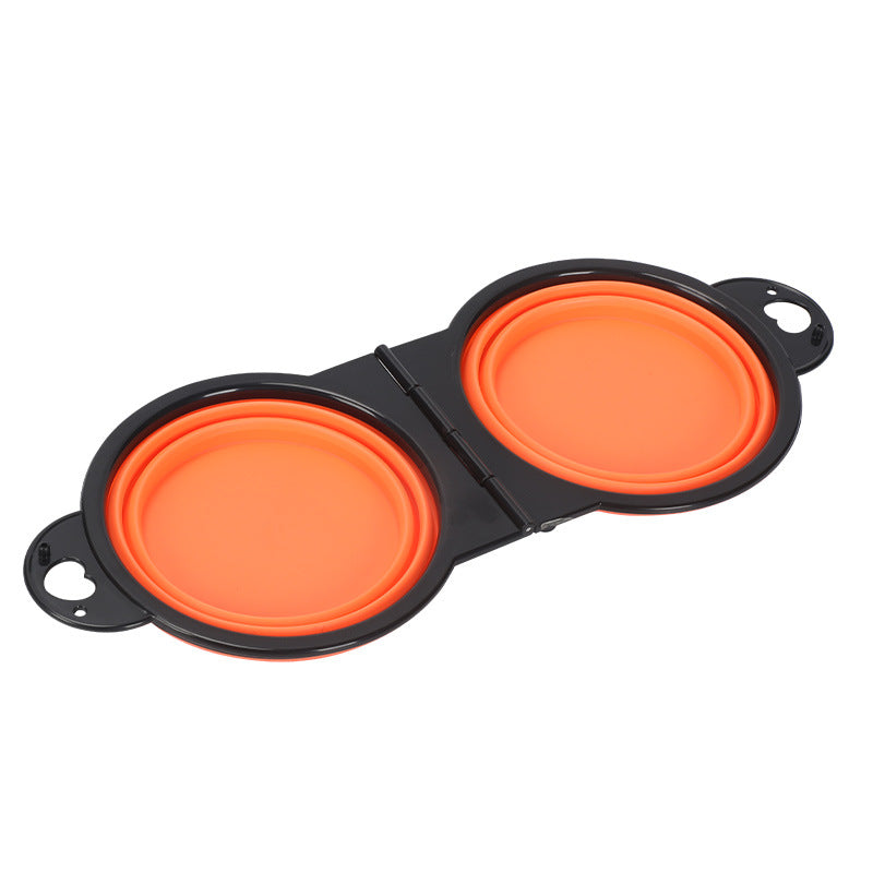 Silicone Portable Outdoor Pet Folding Out Feeder One Dog Bowl