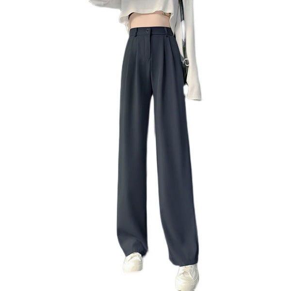 New Loose Straight Wide-leg High Waist Drooping Casual Mopping Texture Pants