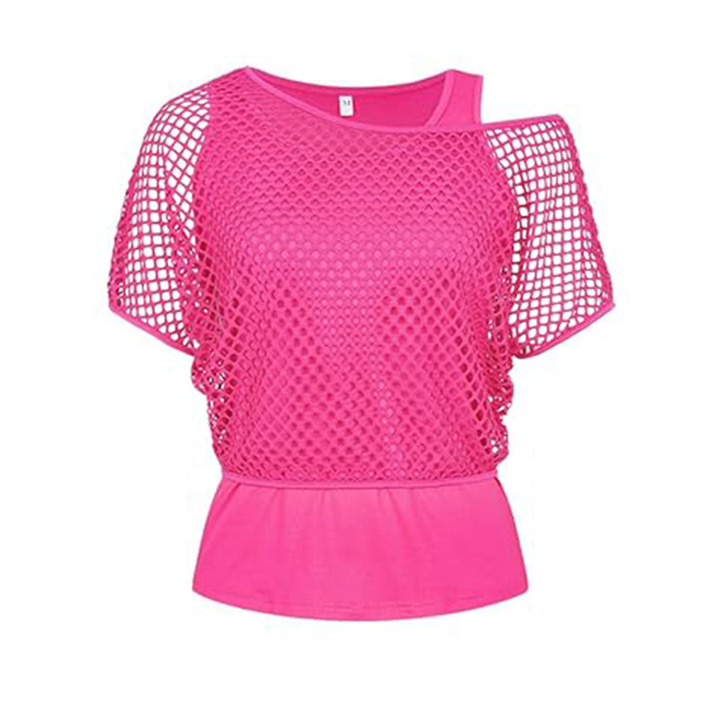 Party Ball Garment Off-the-shoulder Fishnet Short Sleeve Suit Two Pieces
