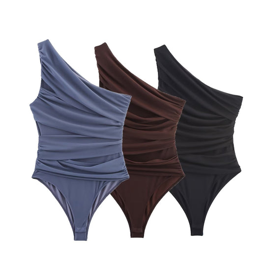 Fashion Hot Girl Asymmetric Fold Jumpsuit