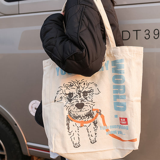 Schnauzer Canvas One Shoulder Tote Mom Bag