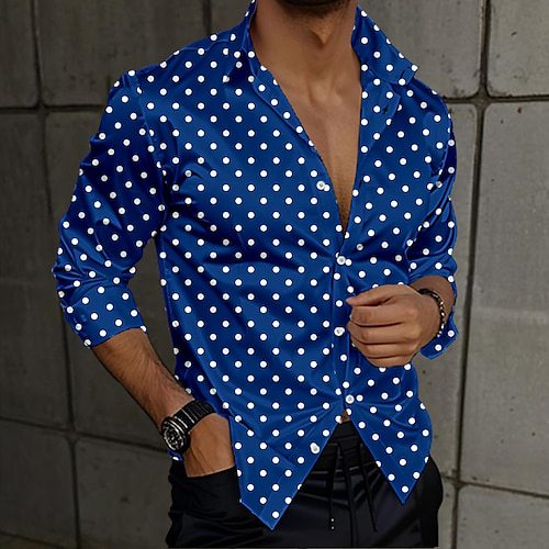 Polka-dot Loose-fitting Long Sleeve Printed Shirt