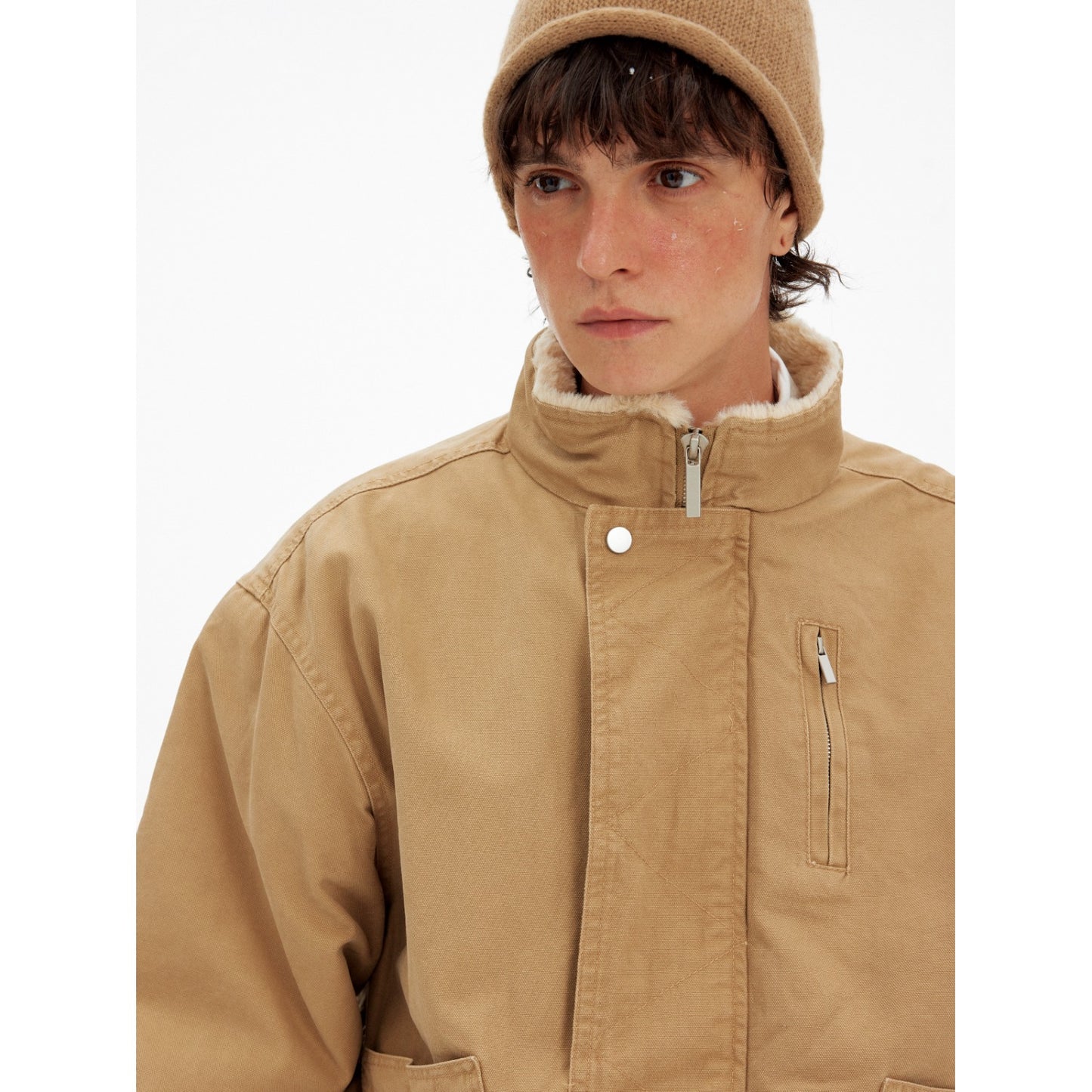 Retro Barn-style Stand Collar Work Jacket For Men And Women