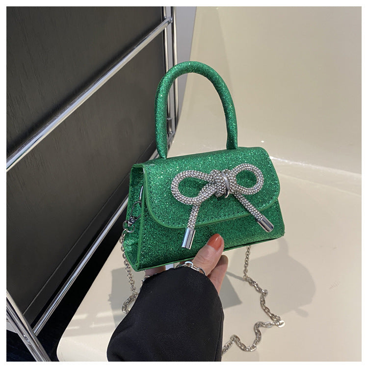 Simple Casual Bowknot New Fashion Korean Chain Personality Hand-carrying Crossbody Shoulder Small Square Bag