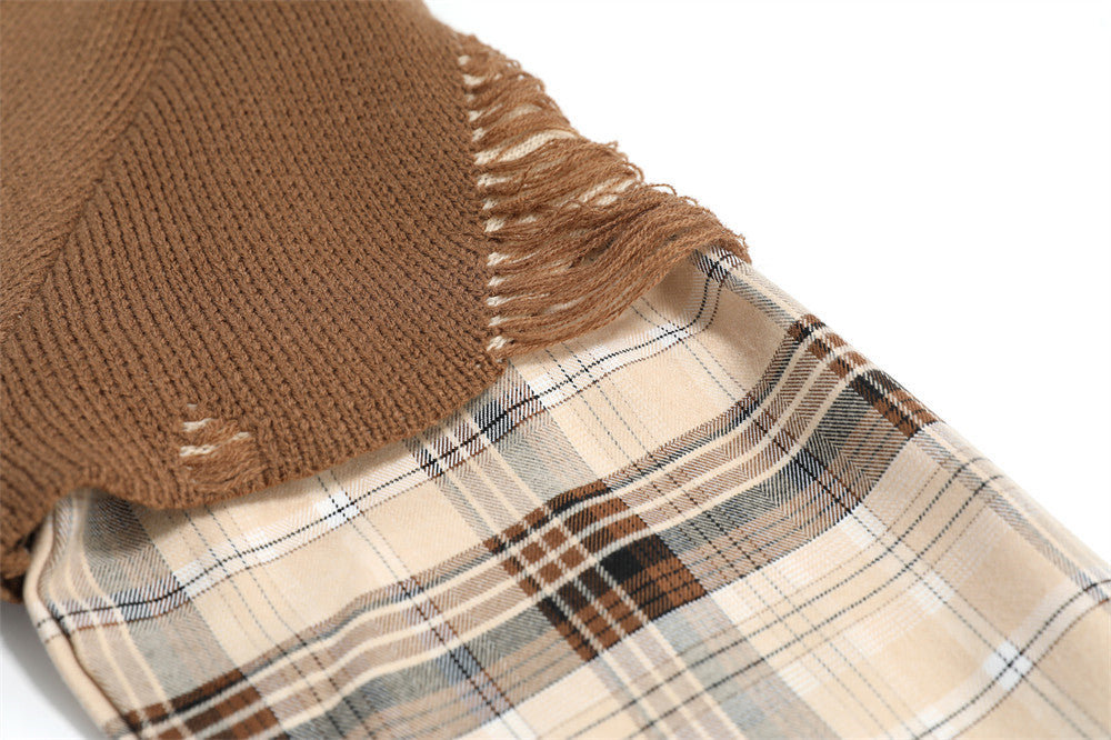 Stitching Fake Two-piece Round Neck Sweater