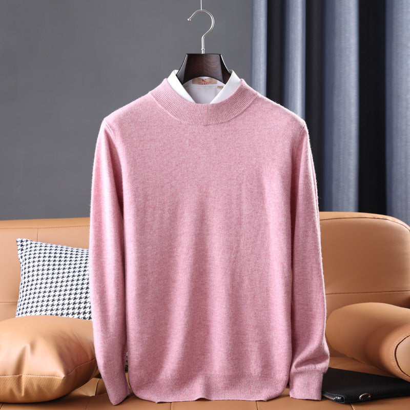 Cashmere Sweater, Men's Half High Collar Sweater, Youth