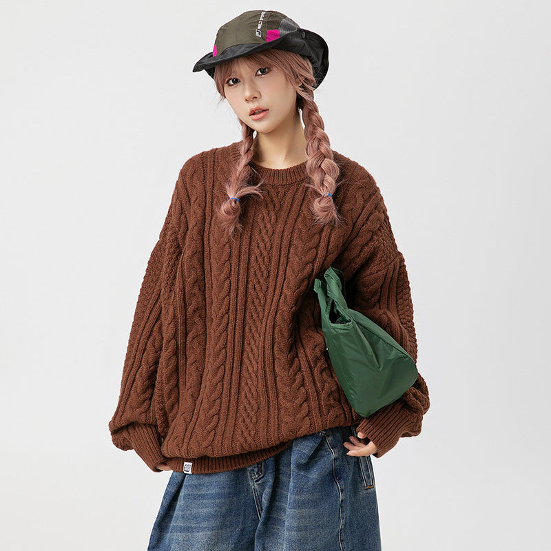 Japanese-style Retro Simple Sweater Male Couple Loose