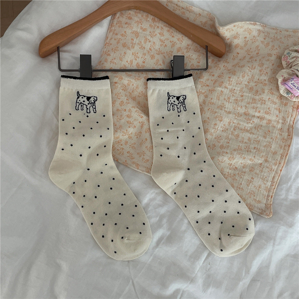Cute Repair Hook Embroidered Children Tube Socks Autumn College Style