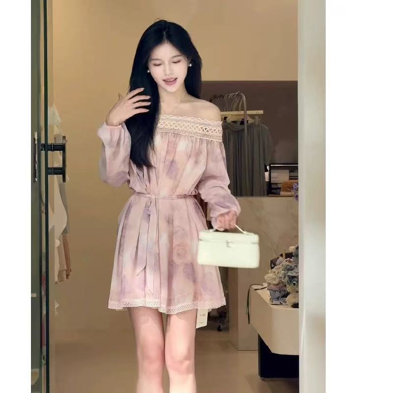 Off-Shoulder Floral Chiffon Summer Loose Dress For Women