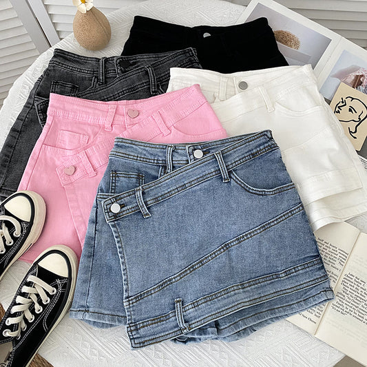 Irregular Denim Sheath Half-length Pants Casual Shorts
