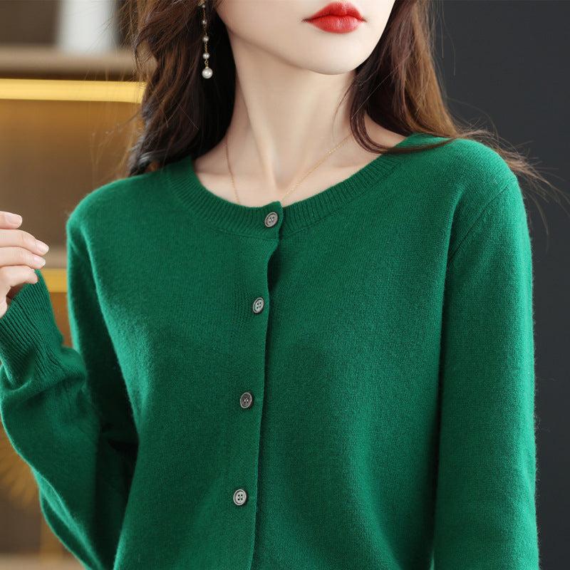 New Womens Short Long-sleeved Knitted Cardigan Sweater