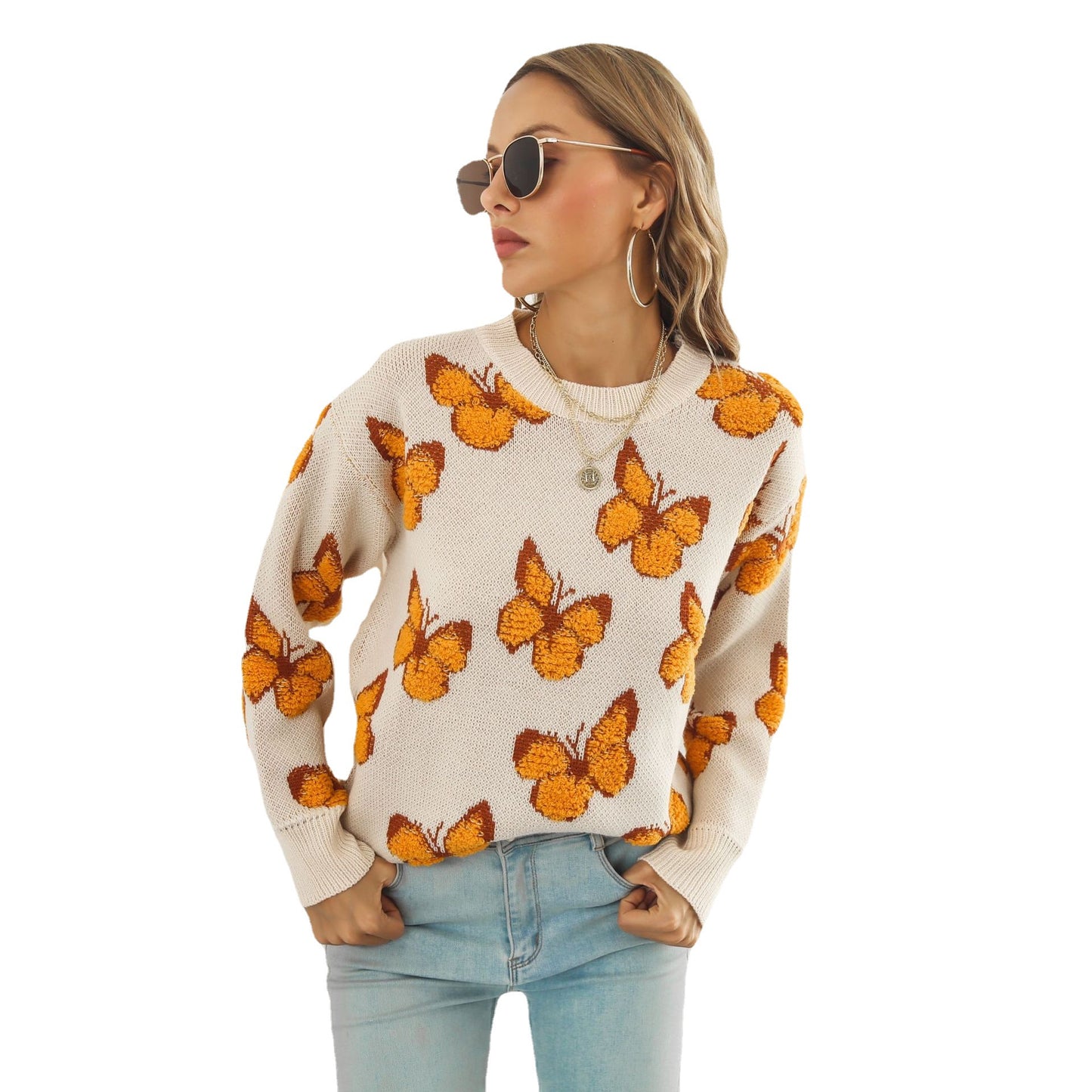 Y2K 3D Butterfly Sweater For Women